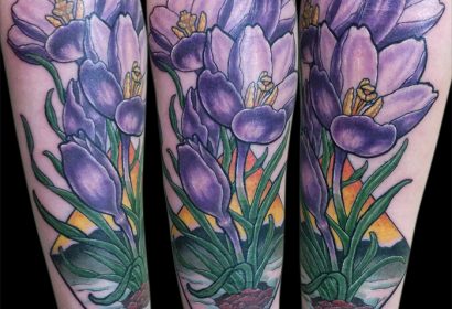 Illustrative Crocus Flowers tattoo by Jake B