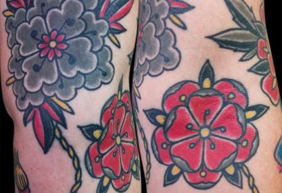 Traditional flowers tattoo by Jake B