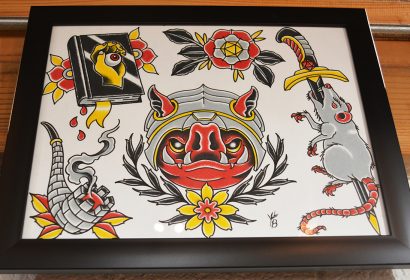 Dungeons & Dragons Tattoo Flash (Red)