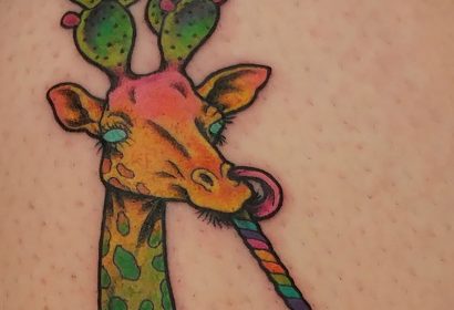 narwhaliraffe weird colorful tattoo