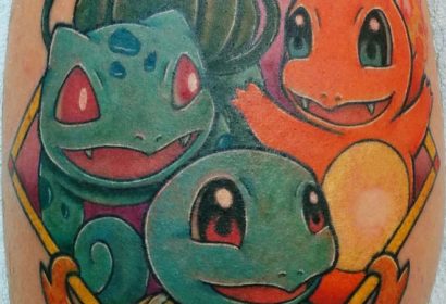 bulbasaur charmander squirttle pokemon starters tattoo by Jake B