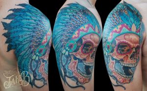 skull chief tattoo by Jake B