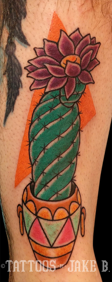 traditional cactus pot tattoo