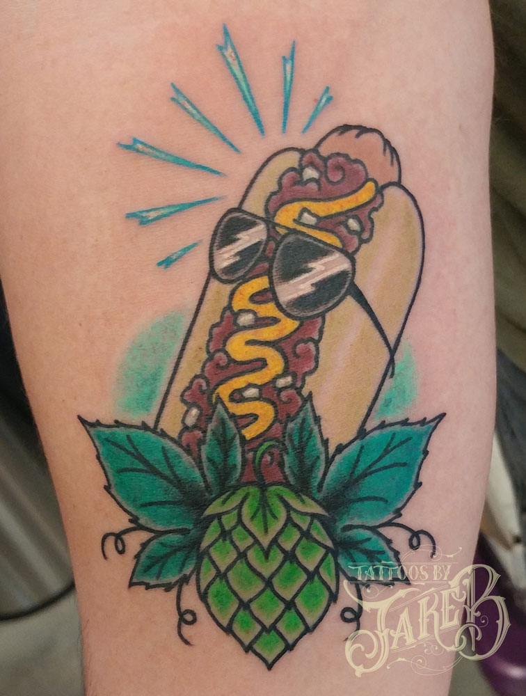 traditional hotdog tattoo