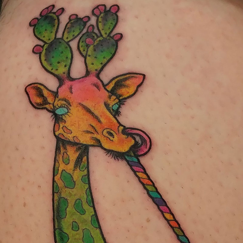 narwhaliraffe weird colorful tattoo