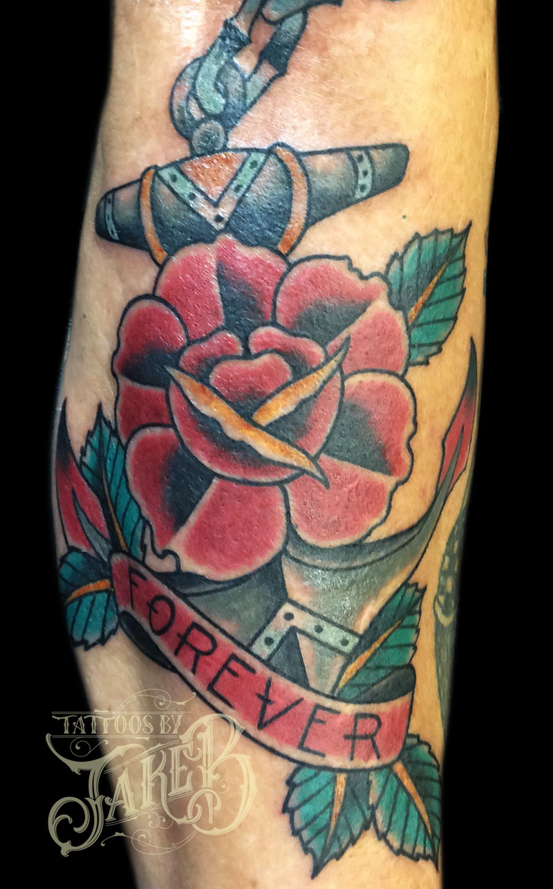 Anchor Rose Tattoo - Tattoos by Jake B