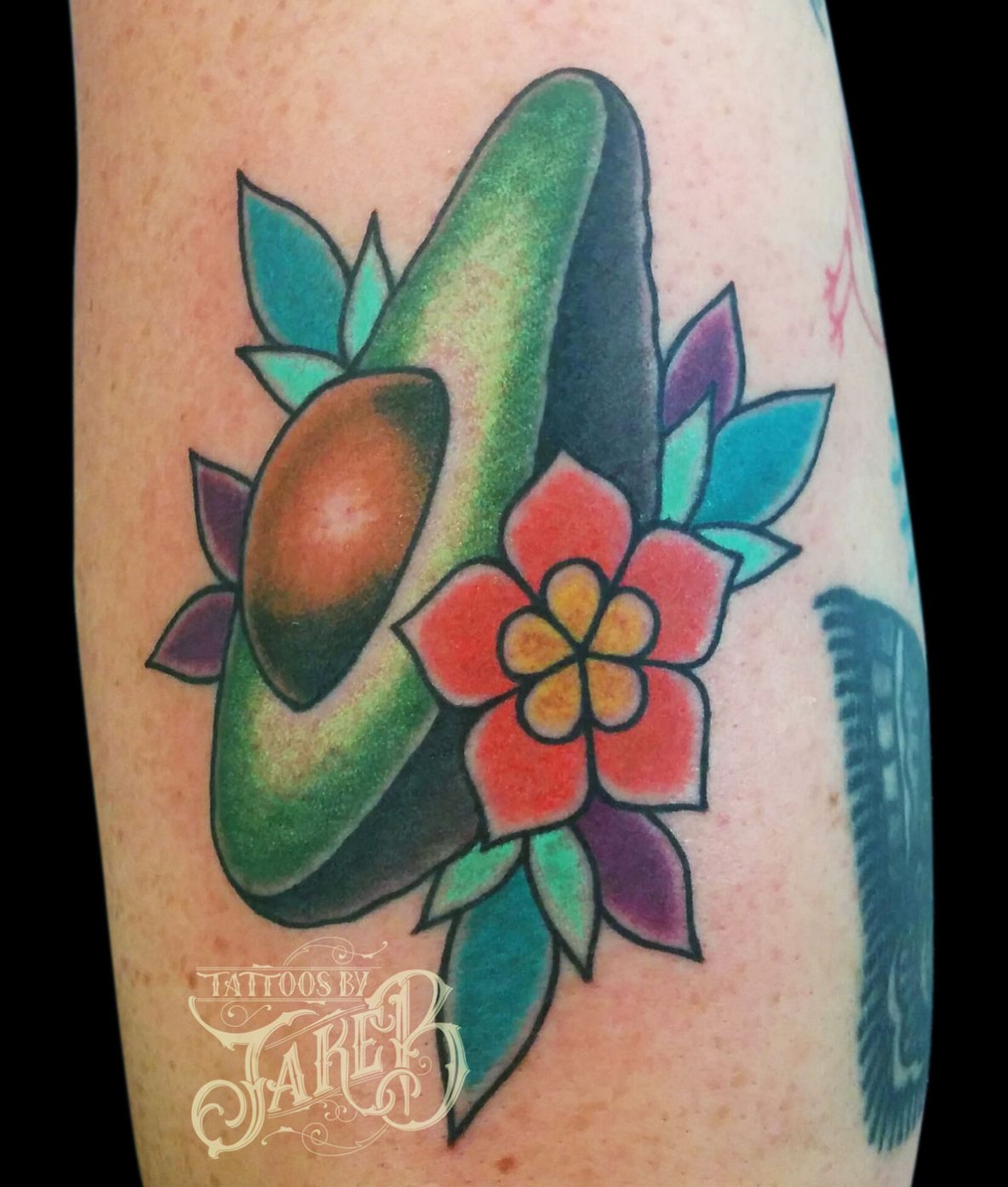 traditional avocado tattoo by Jake B