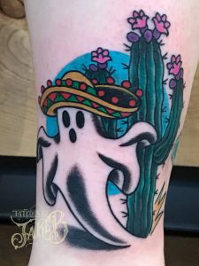 traditional southwest saguaro ghost tattoo by Jake B
