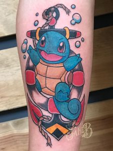 traditional anchor & squirtle tattoo by Jake B