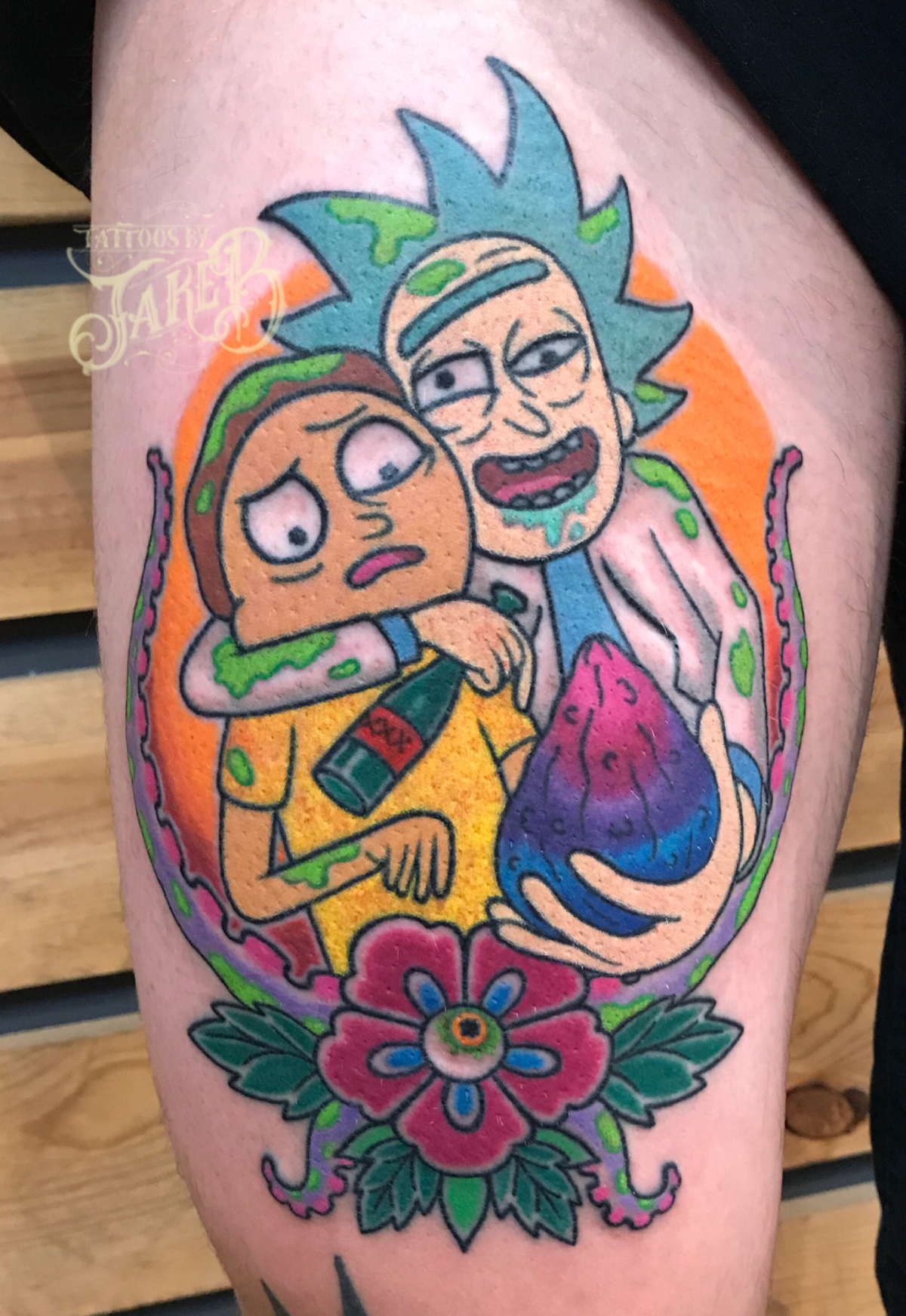rick and morty tattoo by Jake B