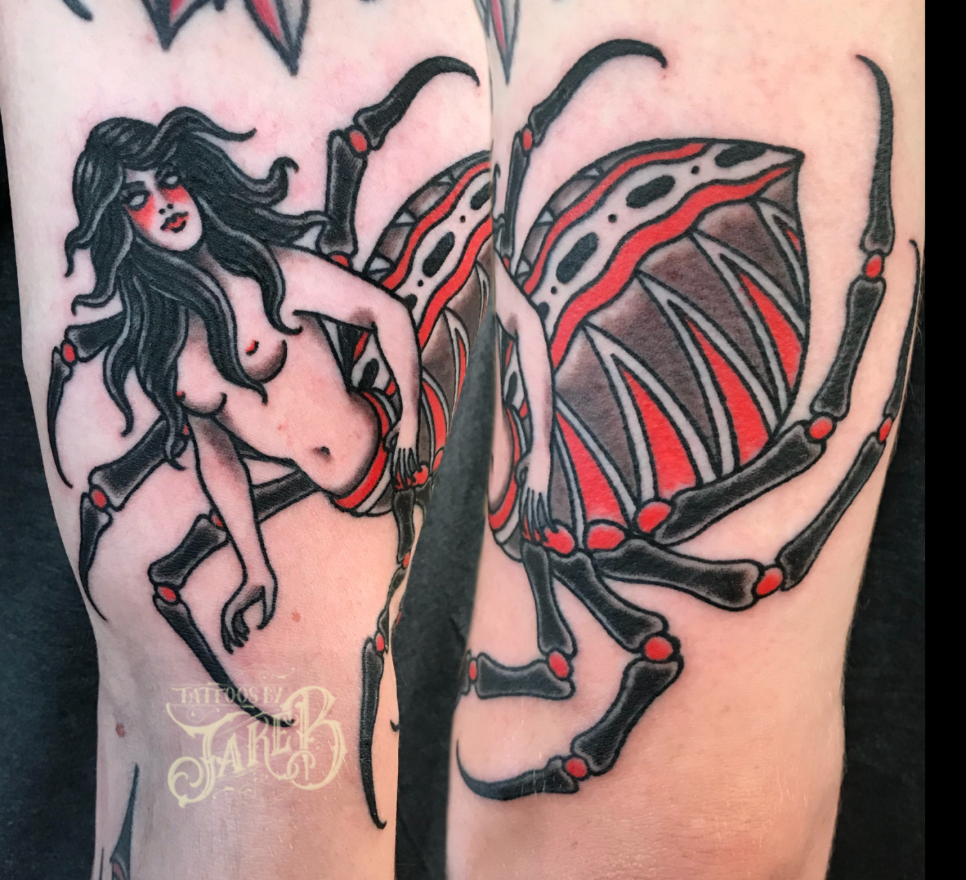 creepy spider lady tattoo by Jake B