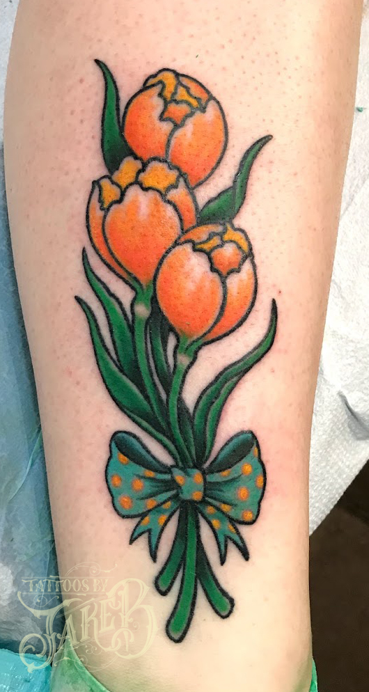pretty tulips tattoo by Jake B
