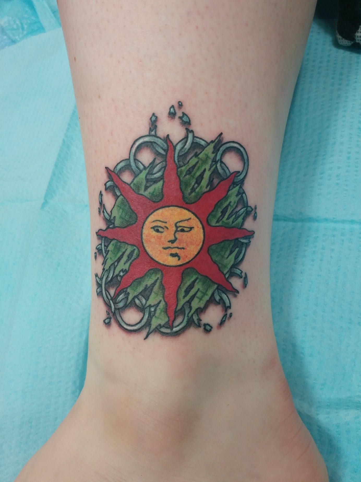 dark souls solaire crest tattoo by Jake B