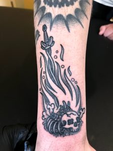 dark souls bonfire tattoo by Jake B