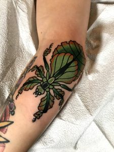 leaf bug tattoo by Jake B