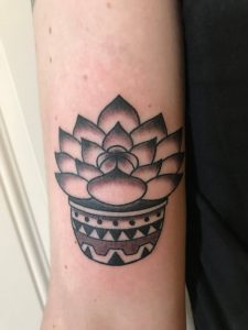 succulent pot tattoo by Jake B