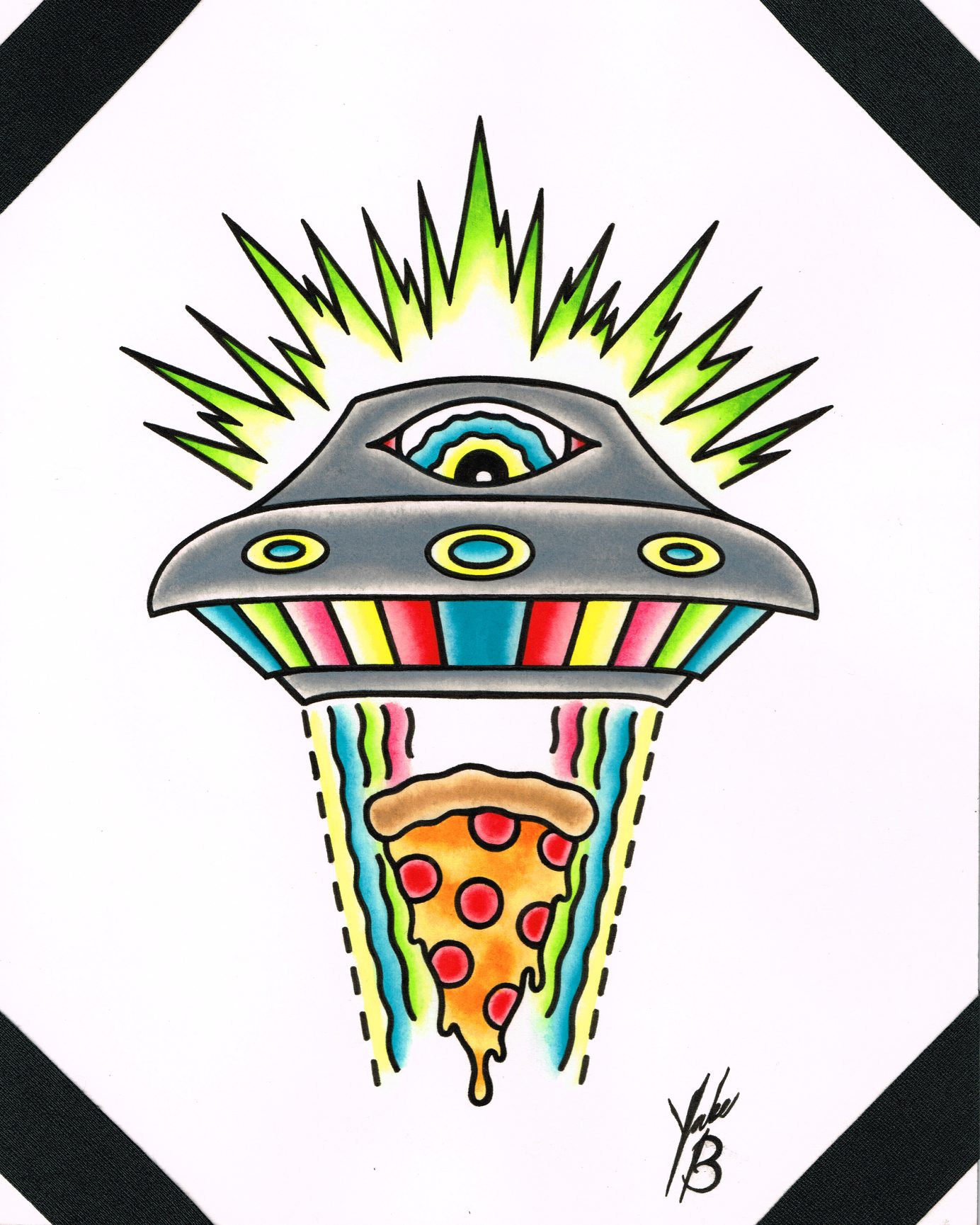 Pizza UFO Painting by Jake B