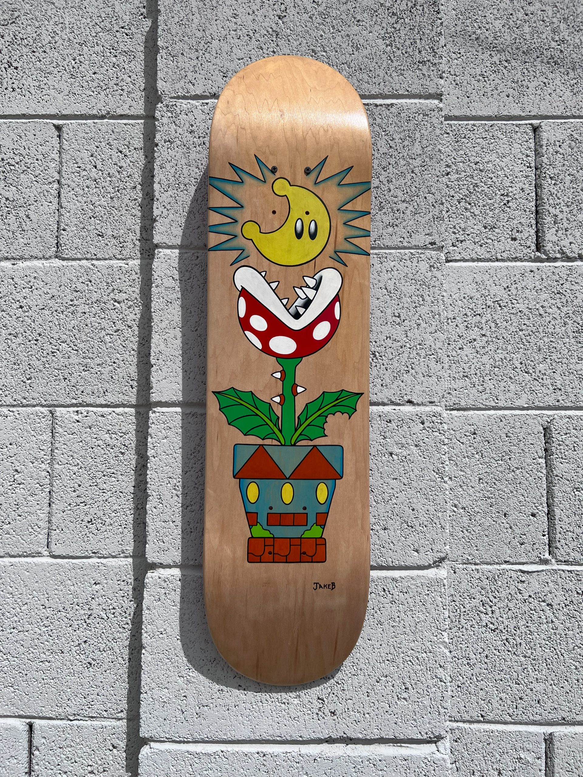 Piranha Plant Skateboard Painting by Jake B