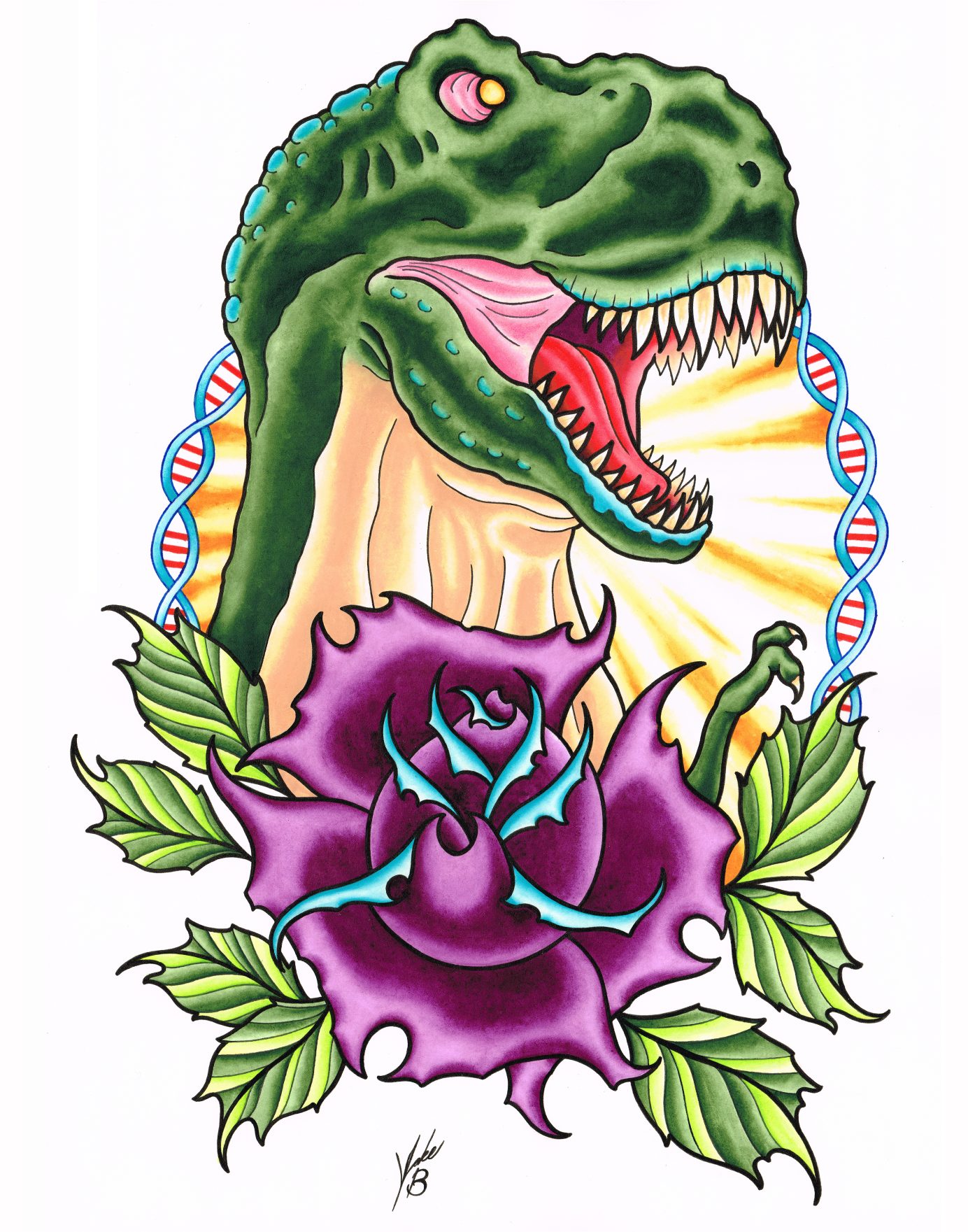 Tyrannosaurus Rose Painting by Jake B