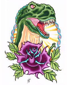 Tyrannosaurus Rose Painting by Jake B