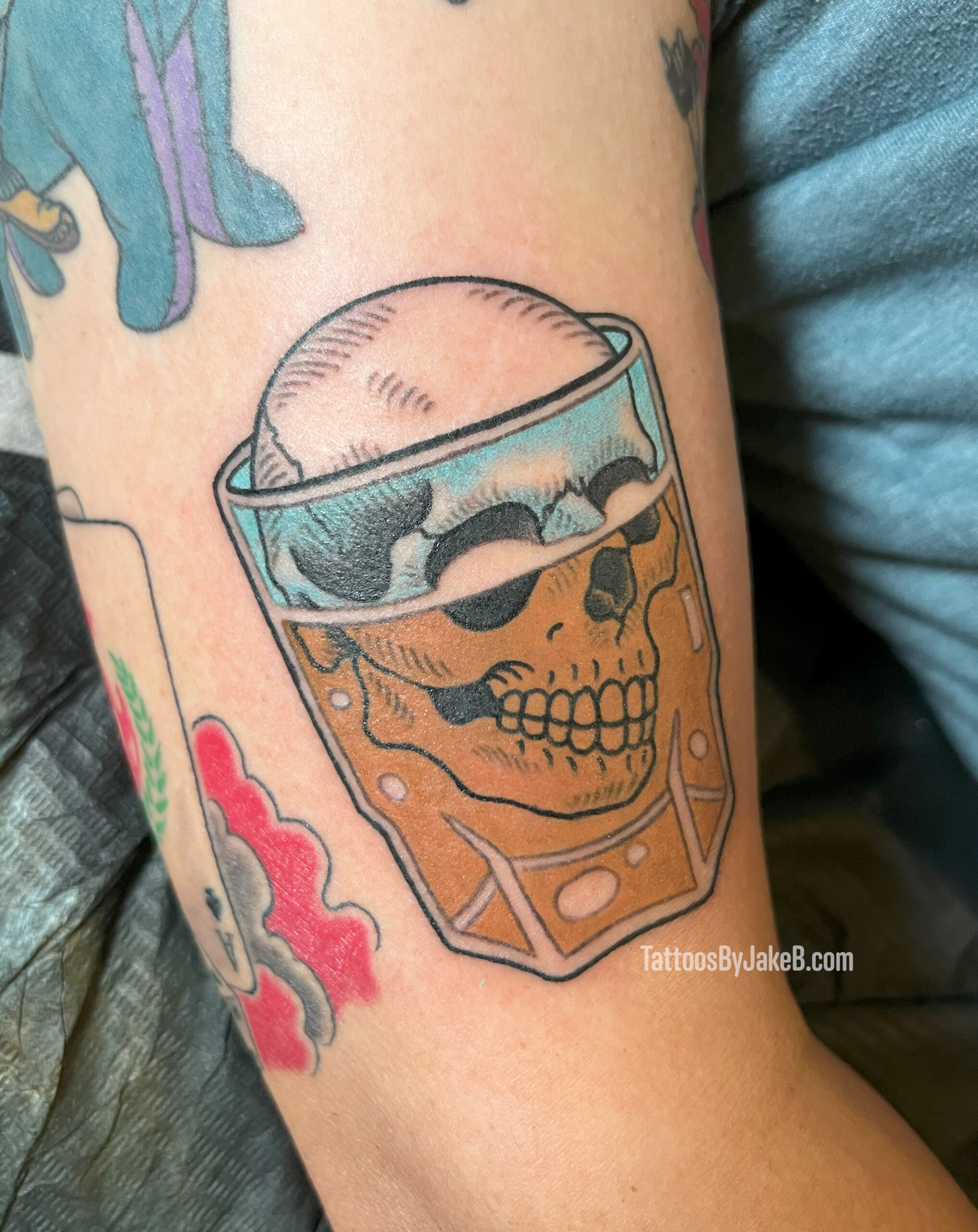 Whiskey Skull tattoo by Jake B