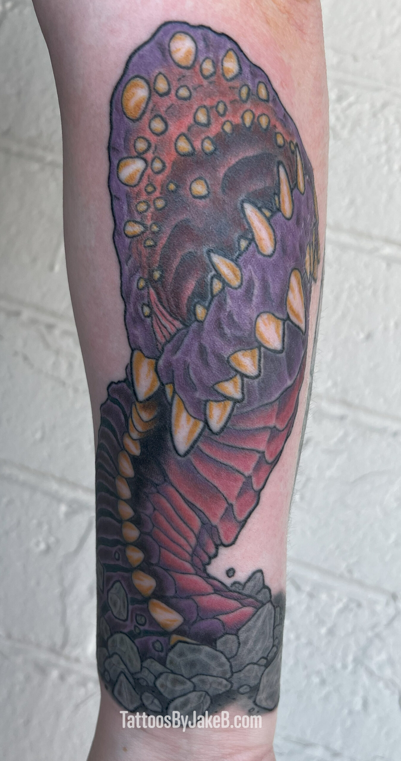 dungeons & dragons purple worm tattoo by Jake B